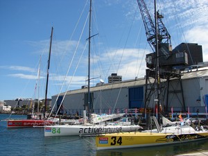 The Velux 5 Oceans yachts are moored at the Waterfront in Wellington - Velux 5 Oceans photo copyright Genevieve Howard taken at  and featuring the  class