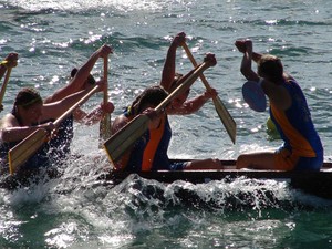 Racers in the school team heats of the NZCT Dragon Boat Festival in Wellington harbour waterfront on Sunday. - NZCT Dragon Boat Festival, Wellington photo copyright Genevieve Howard taken at  and featuring the  class