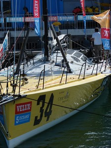 The Velux 5 Oceans yachts are moored at the Waterfront in Wellington - Velux 5 Oceans photo copyright Genevieve Howard taken at  and featuring the  class