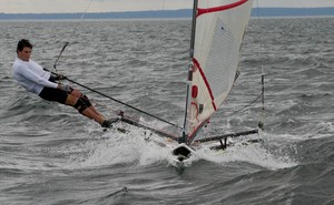 Dave Posten from Great Britain with the decks submerged. - Musto Performance Skiffs Worlds photo copyright  John Curnow taken at  and featuring the  class