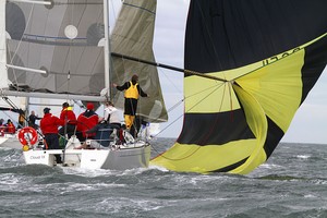 Cloud IX managed to make a mess of the kite, right in front of the media boat. - ORCV Winter Series photo copyright Teri Dodds http://www.teridodds.com taken at  and featuring the  class