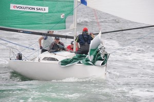 'Evergreen' riding waves approaching the Wangi (Lake Macquarie) mark - Blake Middleton - Elliott 7 various photo copyright Jim Walsh taken at  and featuring the  class