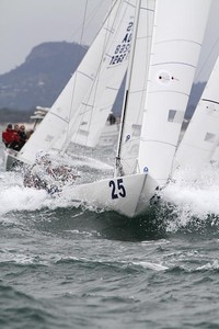 Funky Cold Medina cops some spray. - Musto  Etchells Australasian Winter Championships 2011 photo copyright Teri Dodds http://www.teridodds.com taken at  and featuring the  class