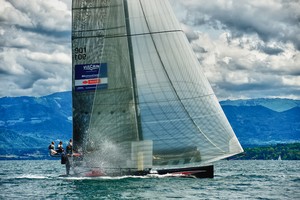 Alinghi - Third stop of the Vulcain Trophy 2011 on the D35 catamaran with the Geneva-Rolle-Geneva (Photo By Chris Schmid / Eyemage Media, all right reserved). - Vulcain Trophy D35, Geneva-Rolle-Geneva, June 11th 2011. photo copyright Chris Schmid/ Eyemage Media (copyright) http://www.eyemage.ch taken at  and featuring the  class