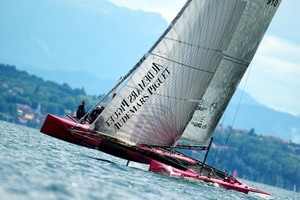 Ladycat - Third stop of the Vulcain Trophy 2011 on the D35 catamaran with the Geneva-Rolle-Geneva (Photo By Chris Schmid / Eyemage Media, all right reserved). - Vulcain Trophy D35, Geneva-Rolle-Geneva, June 11th 2011. photo copyright Chris Schmid/ Eyemage Media (copyright) http://www.eyemage.ch taken at  and featuring the  class