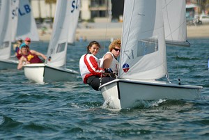 Chris Vetter and Christy Tatchell of the University of Southern California lead the group to the finsih line during race 6A. photo copyright Glennon Stratton / GTSphotos.com http//www.gtsphotos.com taken at  and featuring the  class