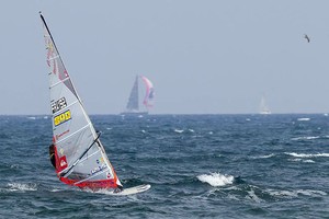 Albeau on his 9.5 - PWA World Cup Catalunya Costa Brava 2011 Day 5 photo copyright  John Carter / PWA http://www.pwaworldtour.com taken at  and featuring the  class