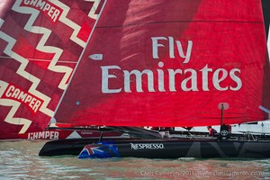 Emirates Team New Zealand announce their participation in the 33rd America's Cup and the signing of Nespresso as a sponsor, Nespresso branding on the ETNZ AC45. 21/4/2011 photo copyright Chris Cameron/ETNZ http://www.chriscameron.co.nz taken at  and featuring the  class
