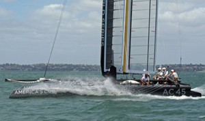AC45 buries a bow today in the Hauraki Gulf photo copyright Richard Gladwell www.photosport.co.nz taken at  and featuring the  class