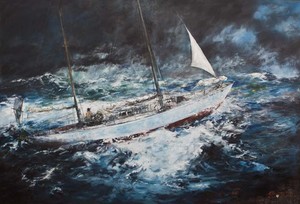 Gipsy Moth IV rounds the Horn - a magic moment captured by by Hugh Sawrey, from Anthea Polson Art www.antheapolsonart.com.au photo copyright  SW taken at  and featuring the  class