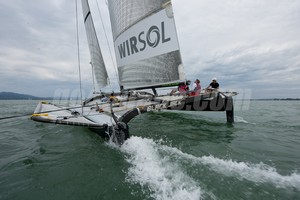 2011 June 17, Lindau Germany RUND UM,  a race with lot of rain, the winer is the Swiss Multihull Holy Smoke of Andreas Schiesser, build 1989. Black Jack from Ralf Schatz photo copyright Juerg Kaufmann go4image.com http://www.go4image.com taken at  and featuring the  class