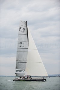 2011 June 17, Lindau Germany RUND UM,  a race with lot of rain, the winer is the Swiss Multihull Holy Smoke of Andreas Schiesser, build 1989. Black Jack from Ralf Schatz photo copyright Juerg Kaufmann go4image.com http://www.go4image.com taken at  and featuring the  class