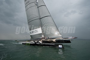 2011 June 17, Lindau Germany RUND UM,  a race with lot of rain, the winer is the Swiss Multihull Holy Smoke of Andreas Schiesser, build 1989. Black Jack from Ralf Schatz photo copyright Juerg Kaufmann go4image.com http://www.go4image.com taken at  and featuring the  class