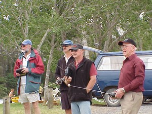 Geoff Smale (right) in full cry at a model yacht regatta photo copyright SW taken at  and featuring the  class