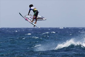 Massive shaka from Gollito - PWA Costa Teguise Lanzarote World Cup 2011 photo copyright  John Carter / PWA http://www.pwaworldtour.com taken at  and featuring the  class
