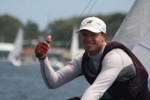 Nathan Outteridge thumbs up photo copyright Audi Victoria Week 2011 taken at  and featuring the  class