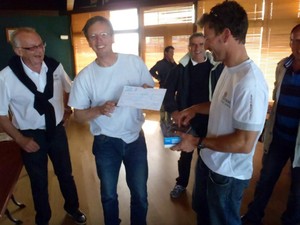 Phil Sharp collecting his prize - Solo Basse Normandie 2011 photo copyright Artemis Ocean Racing http://www.artemisoceanracing.com taken at  and featuring the  class