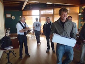 Sam Goodchild collecting his prize - Solo Basse Normandie 2011 photo copyright Artemis Ocean Racing http://www.artemisoceanracing.com taken at  and featuring the  class