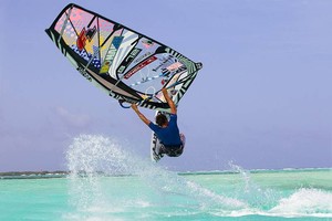 Van Broeckhoven flying over the turquoise waters of Bonaire - PWA Bonaire World Cup 2011 photo copyright PWA World Tour http://www.pwaworldtour.com taken at  and featuring the  class