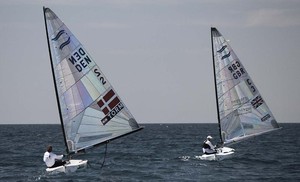 Jonas Hogh Christensen and Ben Aisnlie - Perth 2011 ISAF Sailing World Championships - Finn Gold Cup photo copyright Robert Deaves/Finn Class http://www.finnclass.org taken at  and featuring the  class
