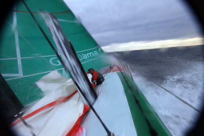 Groupama Sailing Team during leg 1 of the Volvo Ocean Race 2011-12, from Alicante, Spain to Cape Town, South Africa. © Yann Riou/Groupama Sailing Team /Volvo Ocean Race http://www.cammas-groupama.com/