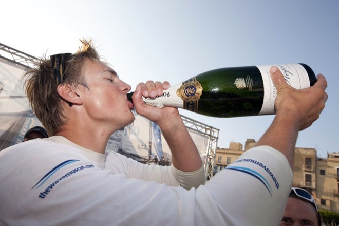 Kyle Langford enjoying the Pol Roger Champagne - Extreme Sailing Series 2011 Act 6 &copy; Lloyd Images http://lloydimagesgallery.photoshelter.com/