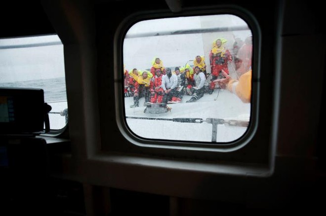 Rambler 100 capsize Fastnet Rock August 2011 © Nigel Millard/RNLI Baltimore http://www.baltimorelifeboat.ie/