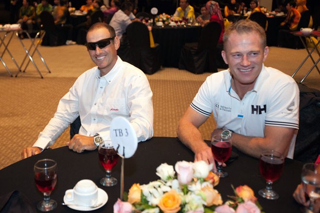 Francesco Bruni trying on some Sworke sunglasses at the Ri-Yaz Heritage Charity dinner at the Monsoon Cup 2011. Kuala Terengannu, Malaysia. 23 November 2011. © Gareth Cooke/Subzero Images/ Monsoon Cup - copyright http://www.monsooncup.com.my