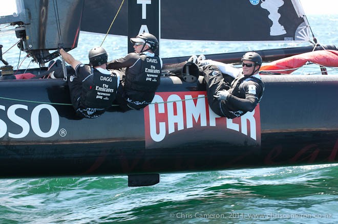 Emirates Team New Zealand practicing in Cascais before the  rehearsal races for the America’s Cup World Series  © Chris Cameron/ETNZ http://www.chriscameron.co.nz