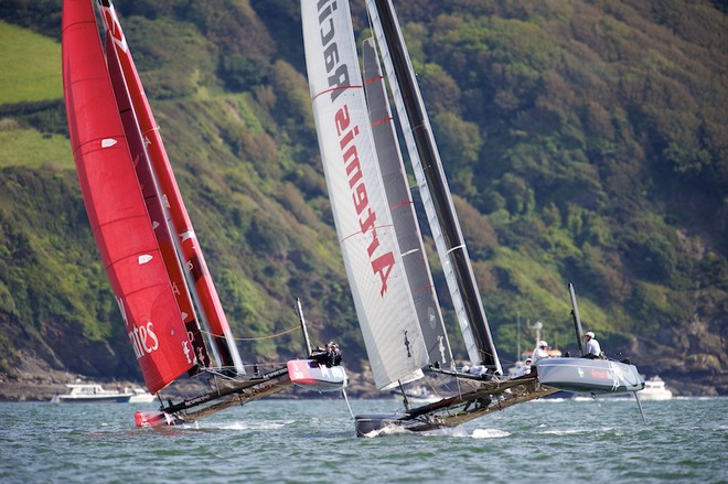 AMERICA’S CUP WORLD SERIES, PLYMOUTH, UK, SEPTEMBER 14TH 2011: Emirates Team New Zealand & Artemis - AC45 - the fleet race of the AC World Series day 4, Plymouth, UK.  - America’s Cup World Series Plymouth - Day 4 © Chris Schmid/ Eyemage Media (copyright) http://www.eyemage.ch