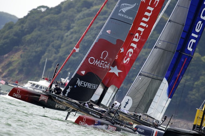 AMERICA’S CUP WORLD SERIES, PLYMOUTH, UK, SEPTEMBER 14TH 2011: Emirates Team New Zealand - AC45 - the fleet race of the AC World Series day 4, Plymouth, UK.  - America’s Cup World Series Plymouth - Day 4 © Chris Schmid/ Eyemage Media (copyright) http://www.eyemage.ch