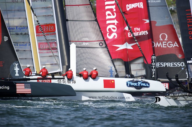 AMERICA’S CUP WORLD SERIES, PLYMOUTH, UK, SEPTEMBER 14TH 2011: Emirates Team New Zealand - AC45 - the fleet race of the AC World Series day 4, Plymouth, UK.  - America’s Cup World Series Plymouth - Day 4 © Chris Schmid/ Eyemage Media (copyright) http://www.eyemage.ch
