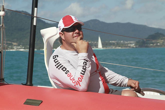 Skipper Simon Hull at the helm - Meridien Marinas Airlie Beach 22nd Annual Race Week 2011 © Teri Dodds - copyright http://www.teridodds.com