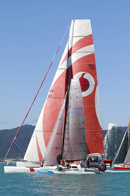 Team Vodafone Sailing sails over Rob Remilton’s Wilparana II - Meridien Marinas Airlie Beach 22nd Annual Race Week 2011 © Teri Dodds - copyright http://www.teridodds.com