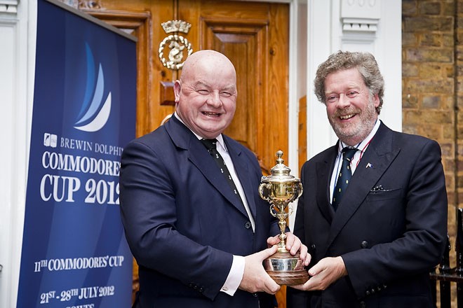 Jamie Matheson, Executive Chairman of Brewin Dolphin with Andrew McIrvine, Commodore of the Royal Ocean Racing Club at the announcement of the Brewin Dolphin Commodores’ Cup that takes place in Cowes, Isle of Wight from 21st to 28th July 2012.<br />
<br />
 © David Branigan/Oceansport http://www.oceansport.ie/