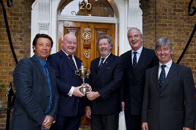 Laurence Mead of the Hong Kong team with Jamie Matheson, Executive Chairman of Brewin Dolphin with Andrew McIrvine, Commodore of the Royal Ocean Racing Club, with Anthony O’Leary, Captain of the Ireland team and current holders with Eddie Warden Owen, CEO of the RORC at the announcement of the Brewin Dolphin Commodores’ Cup that takes place in Cowes, Isle of Wight from 21st to 28th July 2012.<br />
<br />
 © David Branigan/Oceansport http://www.oceansport.ie/