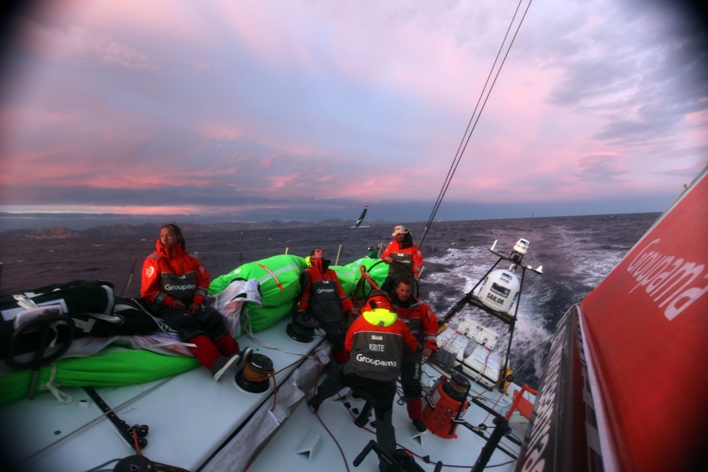 Groupama Sailing Team during leg 1 of the Volvo Ocean Race 2011-12, from Alicante, Spain to Cape Town, South Africa. © Yann Riou/Groupama Sailing Team /Volvo Ocean Race http://www.cammas-groupama.com/