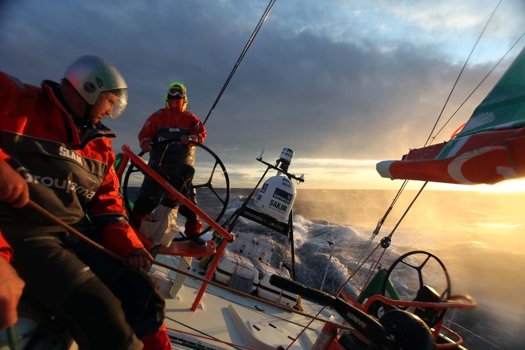 Groupama Sailing Team during leg 1 of the Volvo Ocean Race 2011-12, from Alicante, Spain to Cape Town, South Africa. © Yann Riou/Groupama Sailing Team /Volvo Ocean Race http://www.cammas-groupama.com/