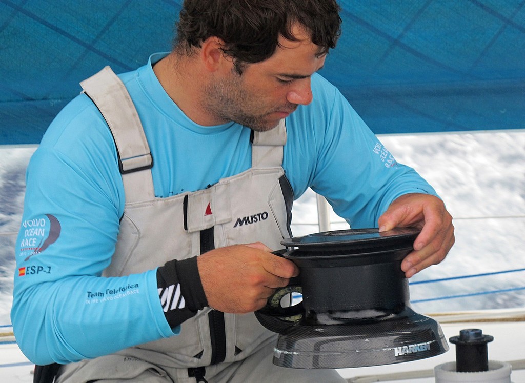 Pablo Arrarte. Team Telefonica on day 3 of their 700-mile circumnavigation of the Canary Islands. © Maria Muina/Equipo Telefonica