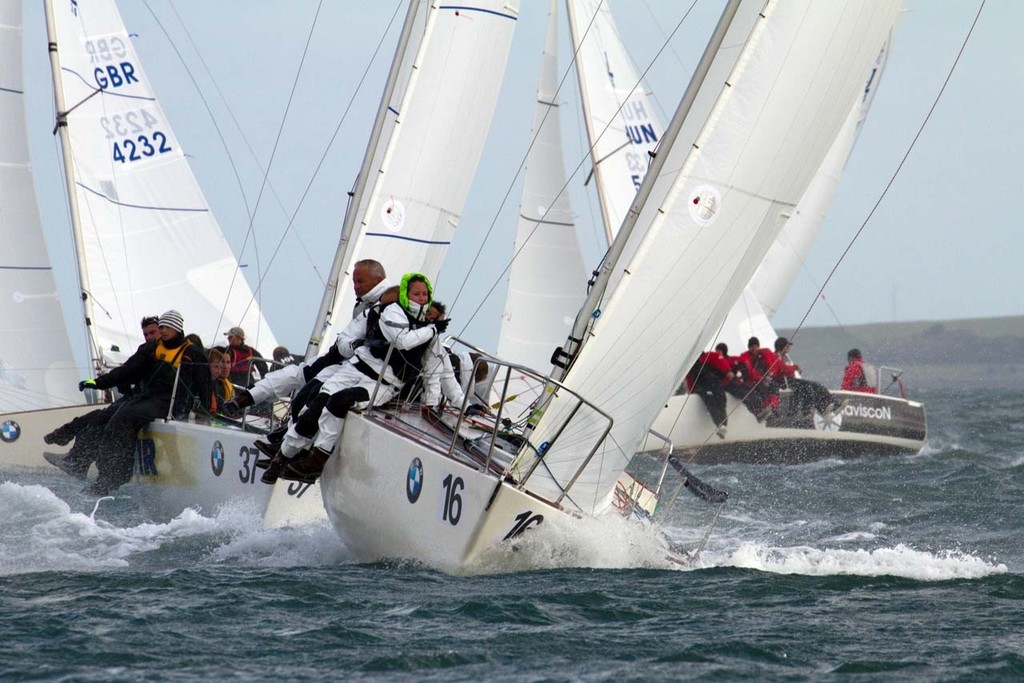 The crew of ’Madeleine’ (GBR 4245) from Parkstone YC in the UK competing in the first race of the BMW J24 European Championships 2011 off Howth. - BMW J/24 European Championships 2011 © Gareth Craig (Fotosail)