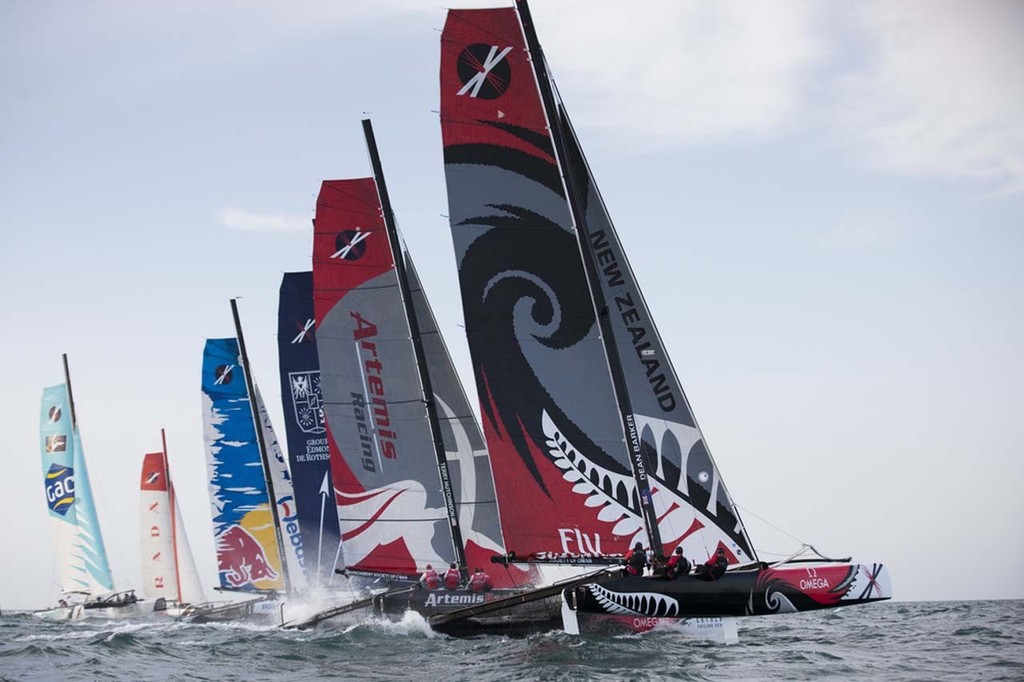 Several past and present America’s Cup teams competing in the Extreme Sailing Series Act 2 in Muscat, Oman 2011 © Lloyd Images http://lloydimagesgallery.photoshelter.com/