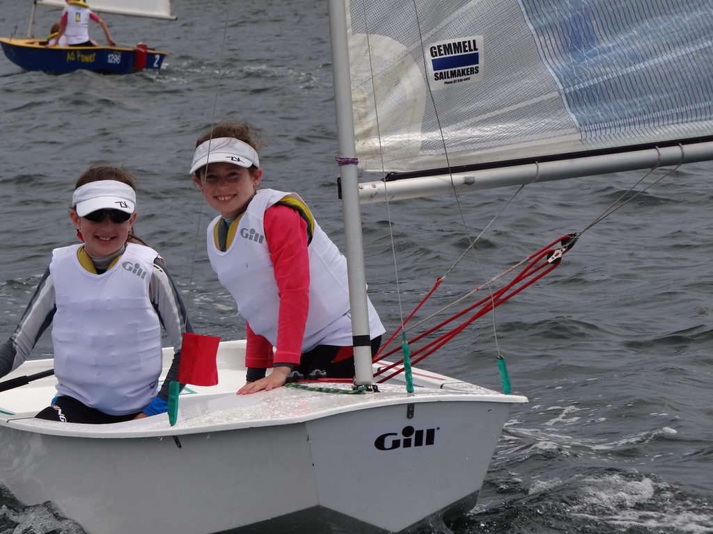Winners are Grinners for Adele and Tahlia Phillips Junior winners of the NSW Sabot Championships 2011 © Paul Summerell
