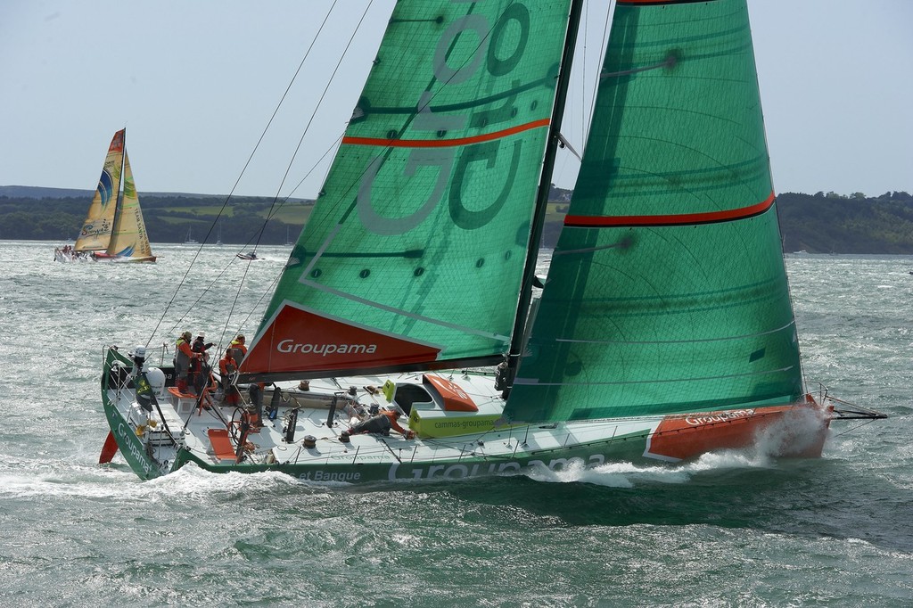 Groupama 4 at the start of the 44th Rolex Fastnet Race - Rolex Fastnet Race 2011 photo copyright Yvan Zedda http://www.zedda.com. taken at  and featuring the  class