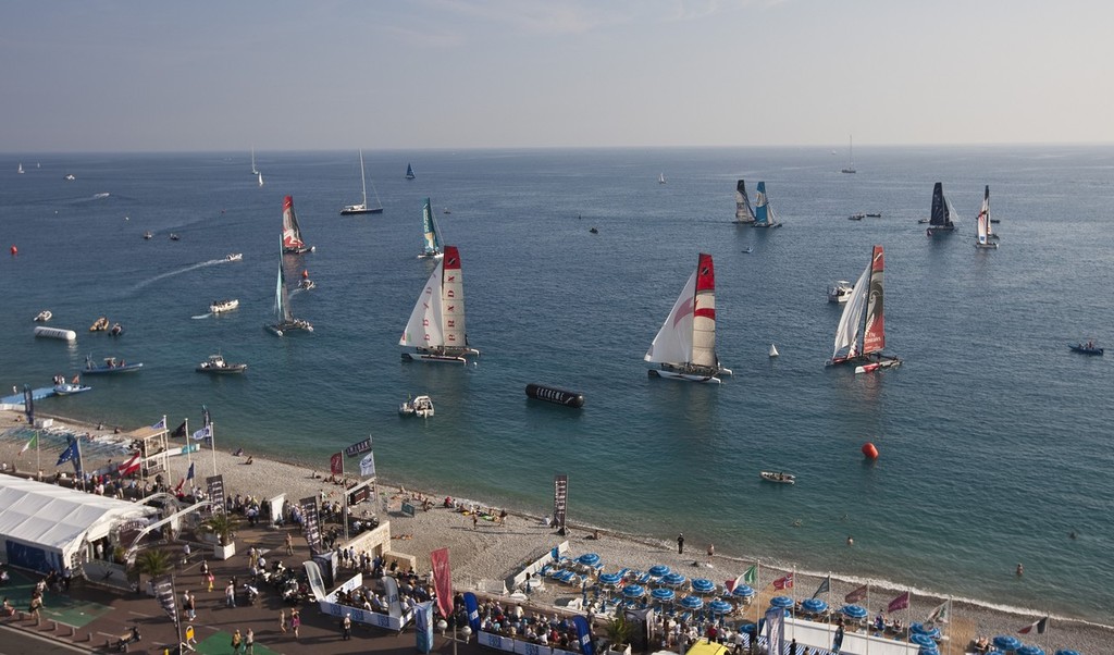 30th September 2011. Extreme Sailing Series 2011 - Act 7. Nice. France<br />
<br />
<br />
 © Lloyd Images http://lloydimagesgallery.photoshelter.com/