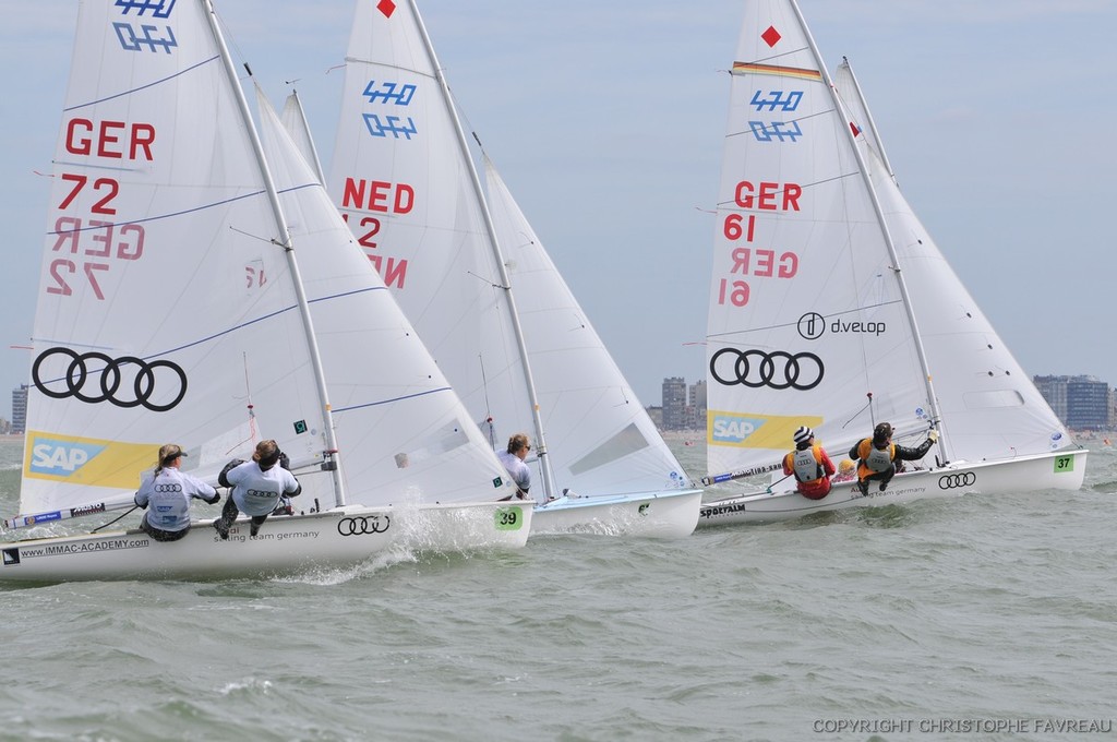 470 women start - 470 Junior European Championships 2011 photo copyright Christophe Favreau http://christophefavreau.photoshelter.com/ taken at  and featuring the  class