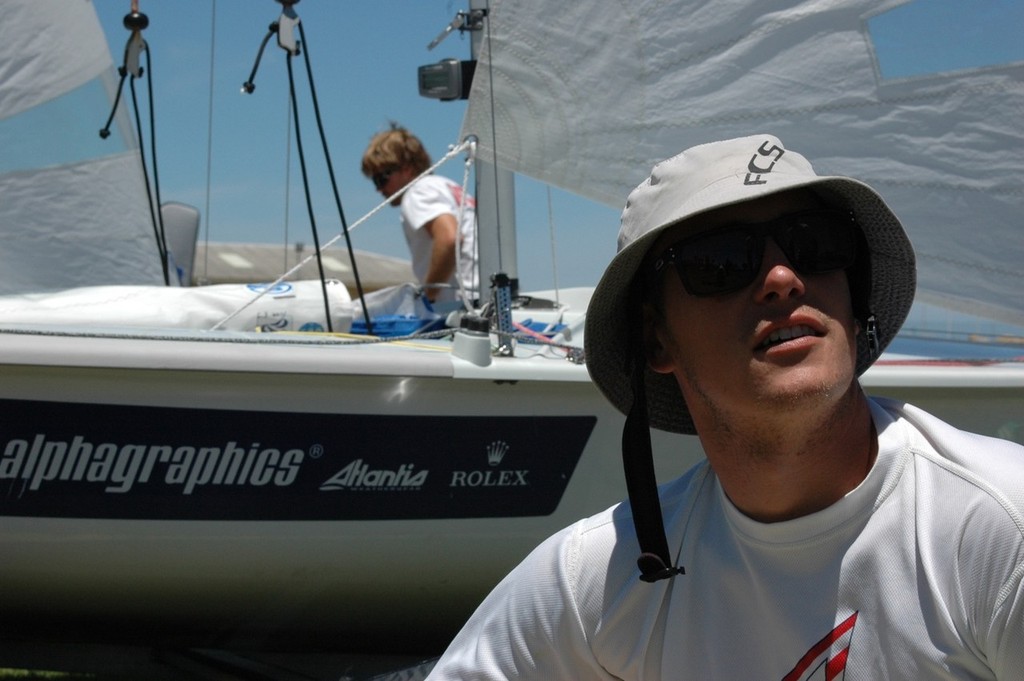 USA 470 crew Graham Biehl talking with the coach before the 2011 Zhik 470 Australian National Championships - Perth 2011 ISAF Sailing World Championships photo copyright Shauna McGee Kinney taken at  and featuring the  class