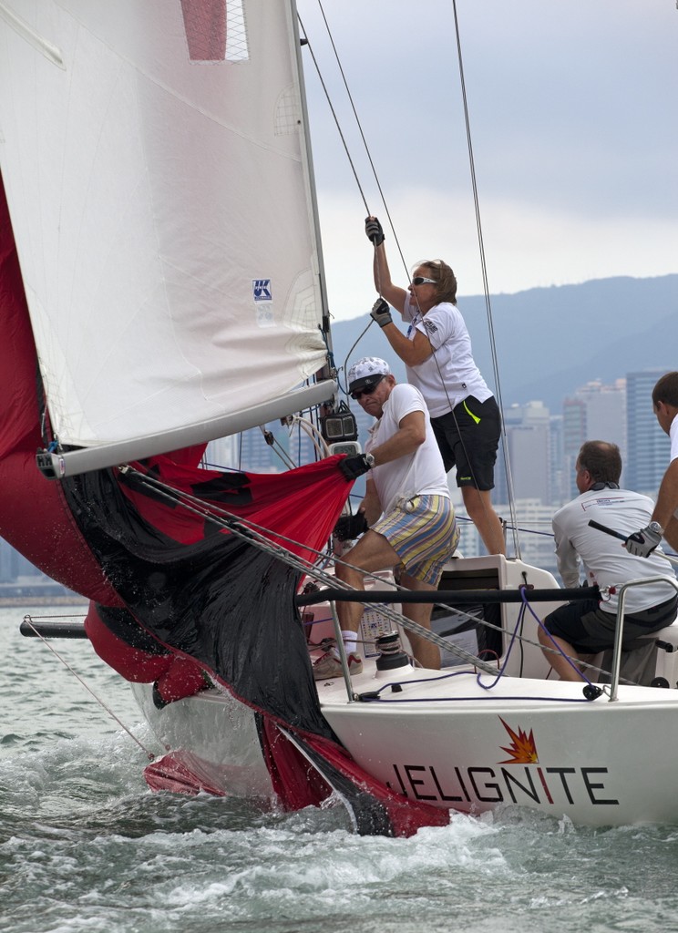 RHKYC Autumn Regatta 2011- Jelignite stops to catch lunch. ©  RHKYC/Guy Nowell http://www.guynowell.com/