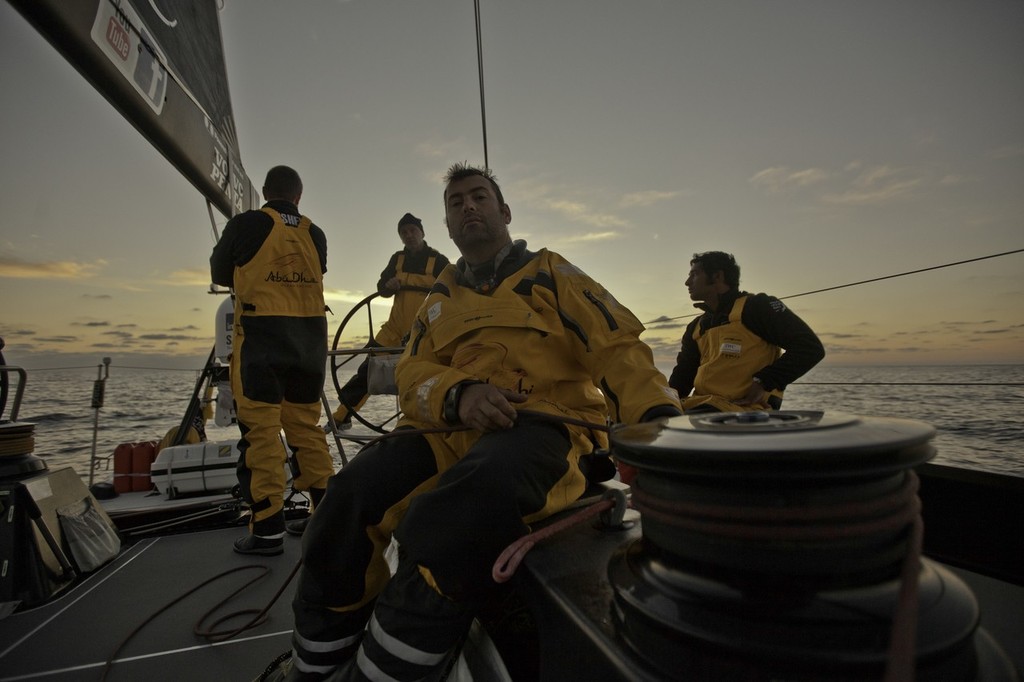 Abu Dhabi Ocean Racing during leg 1 of the Volvo Ocean Race 2011-12, from Alicante, Spain to Cape Town, South Africa. (Credit: Nick Dana/Abu Dhabi Ocean Racing/Volvo Ocean Race) photo copyright Nick Dana/Abu Dhabi Ocean Racing /Volvo Ocean Race http://www.volvooceanrace.org taken at  and featuring the  class