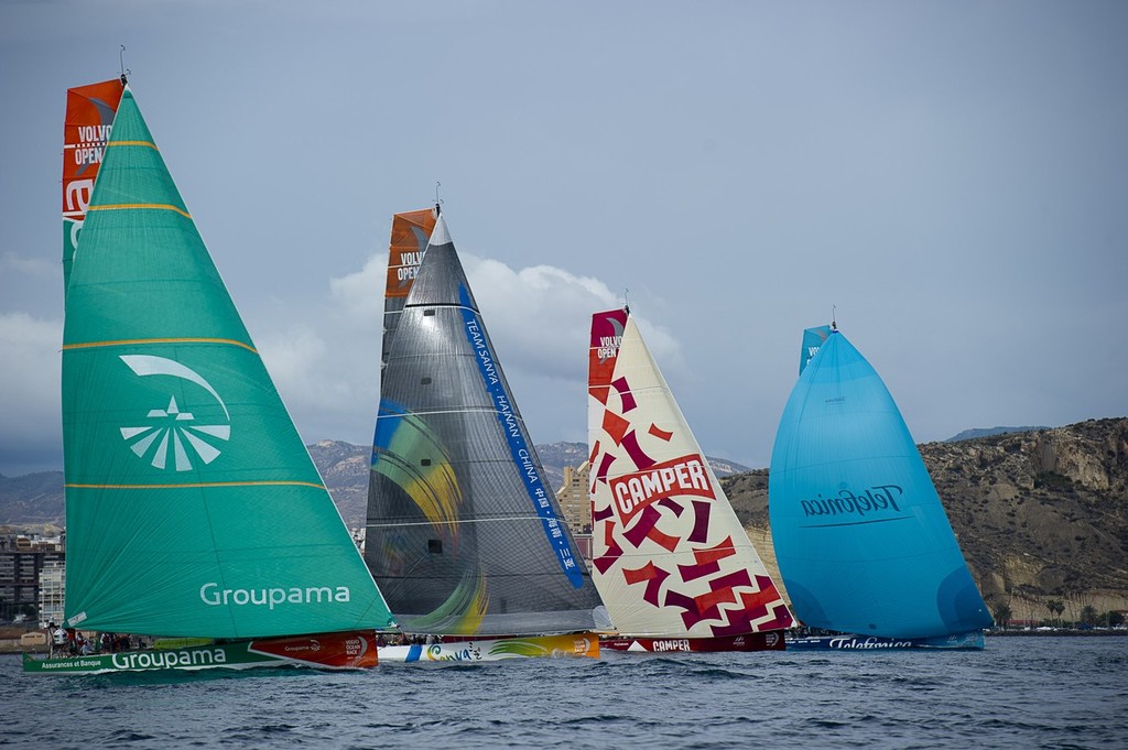 Groupama, Sanya, CAMPER with Emirates Team New Zealand and Telefonica, leg three. Alicante In Shore Race of the Volvo Ocean Race. 29/10/2011. photo copyright Emirates Team New Zealand http://www.etnzblog.com taken at  and featuring the  class