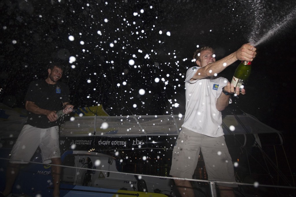 Arrivee de l'Imoca Macif (skipper : Francois Gabart - co-skipper : Sebastien Col) en 4eme a Puerto Limon sur la Transat Jacques Vabre 2011 - Costa Rica le 19/11/2011 - Transat Jacques Vabre 2011 photo copyright Alexis Courcoux taken at  and featuring the  class